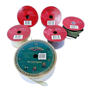 Michael's Mega Rolls Christmas Craft Ribbon 2.5" x 30' Gift+ Extra Roll Lot of 6